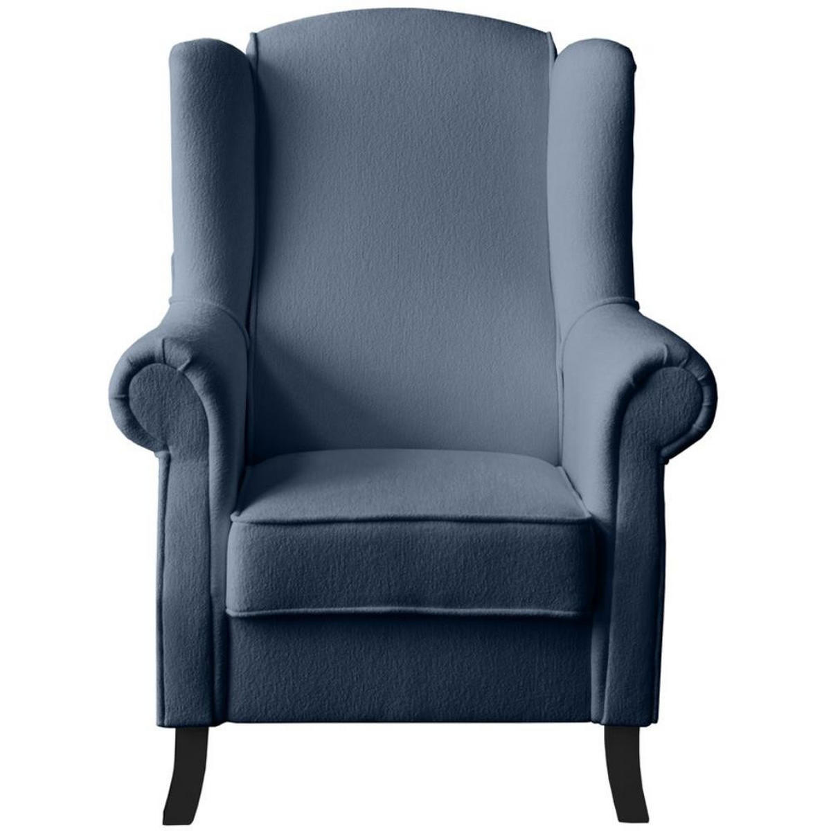 OHRENSESSEL Leonardo dunkelblau boucle-stoff - Dunkelblau, Holz/Textil (88/118/86cm) - Beautysofa