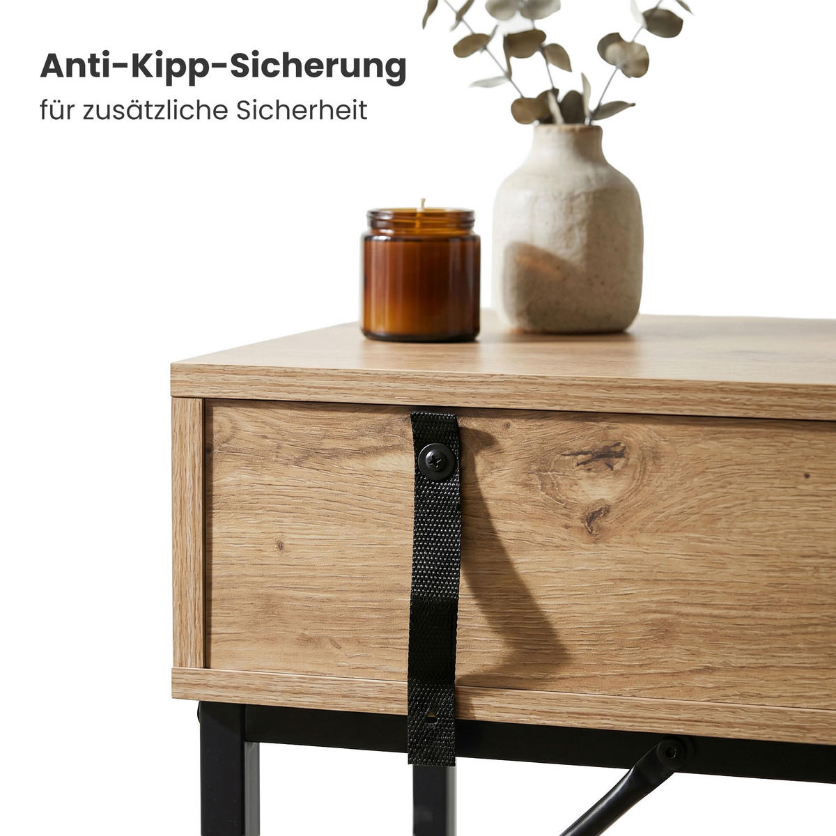 KONSOLENTISCH MODENA 80 cm Artisan Eiche - Schwarz/Eiche Artisan, Holzwerkstoff (35/80/80cm) - Akord