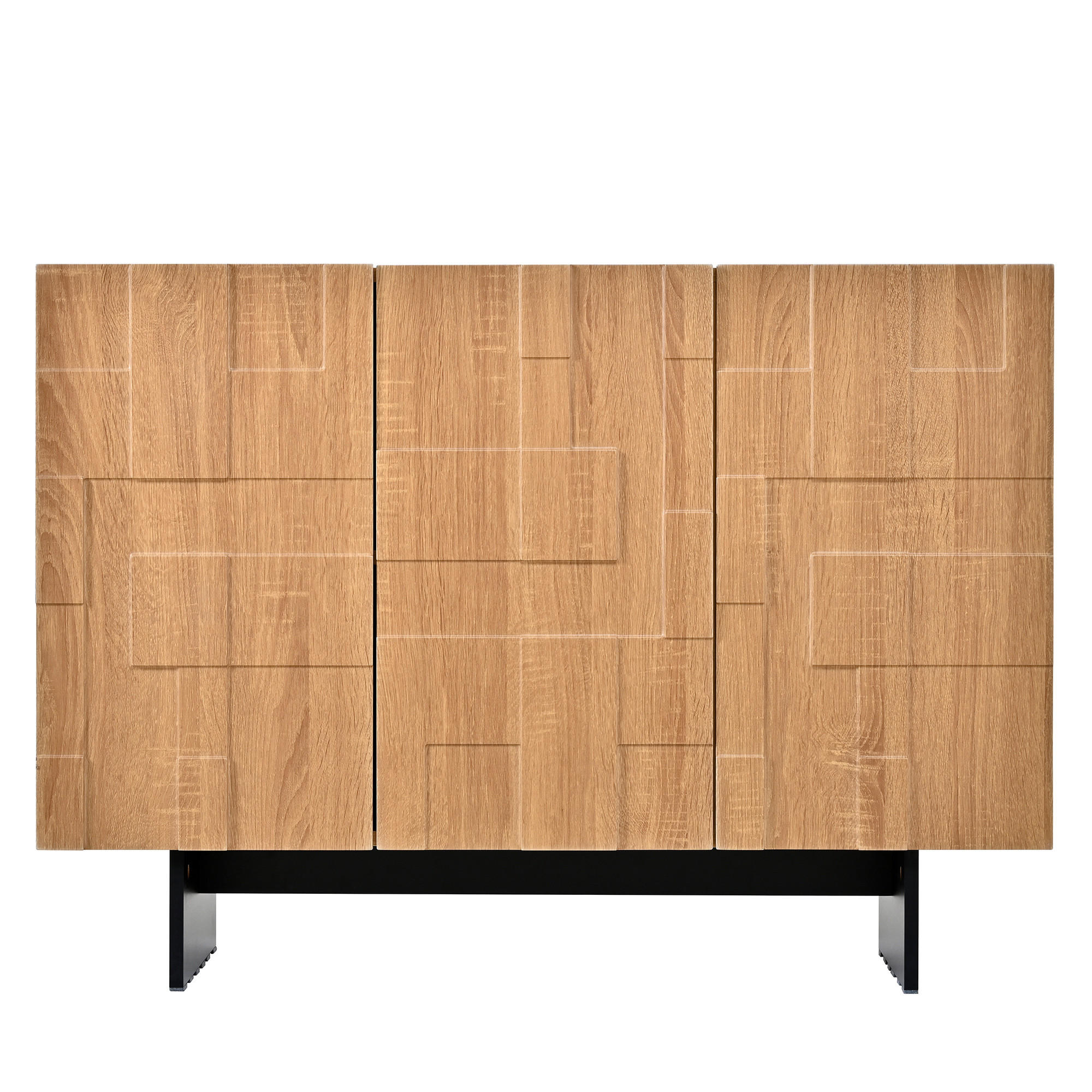 SIDEBOARD Natur Holzoptik Schwarz 3 Türen Verstellbare Böden - Multicolor, Holzwerkstoff (105/76/33.5cm) - FLIEKS