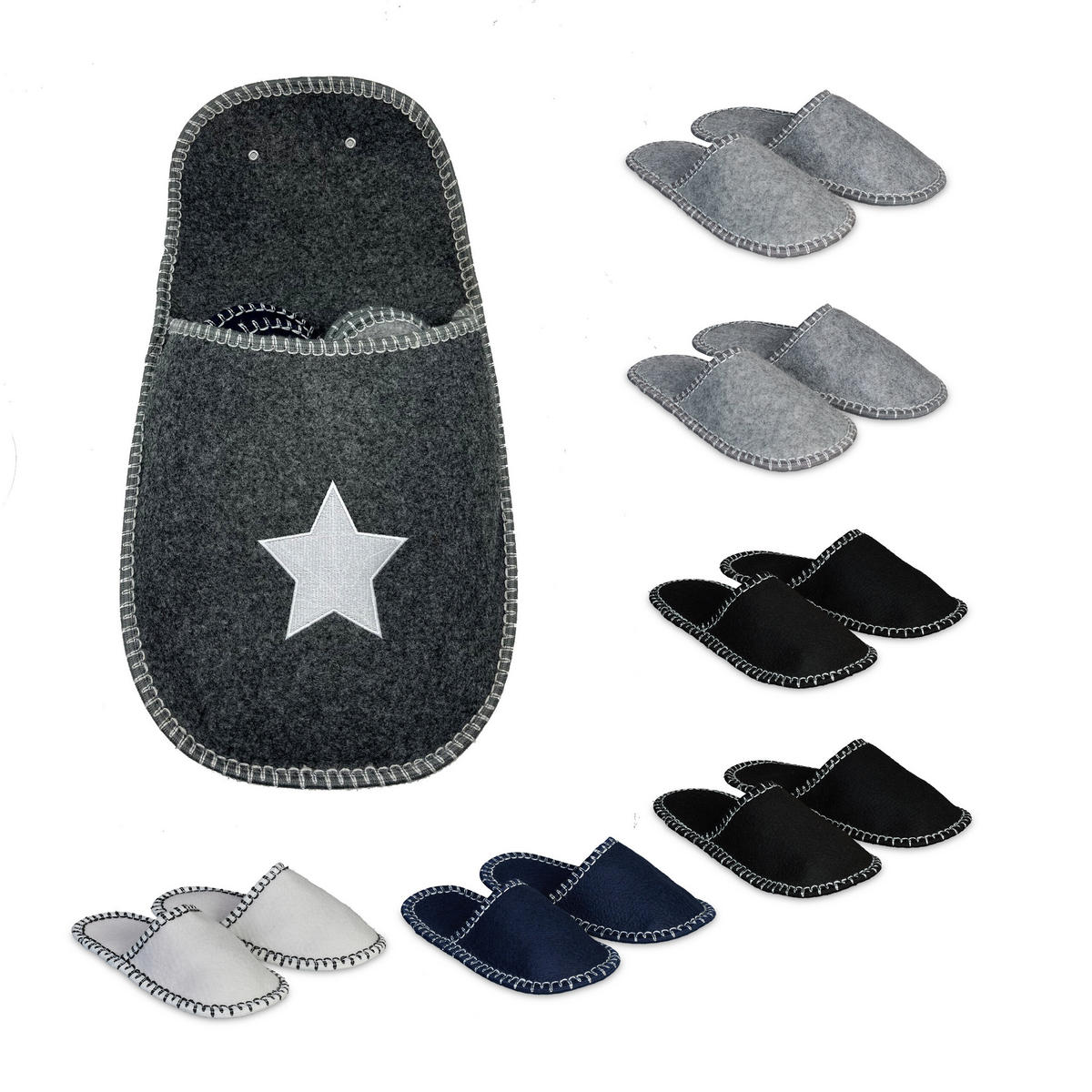 6XPANTOFLE pro hosty - různobarevná, textil (28/50/6cm) - Relaxdays