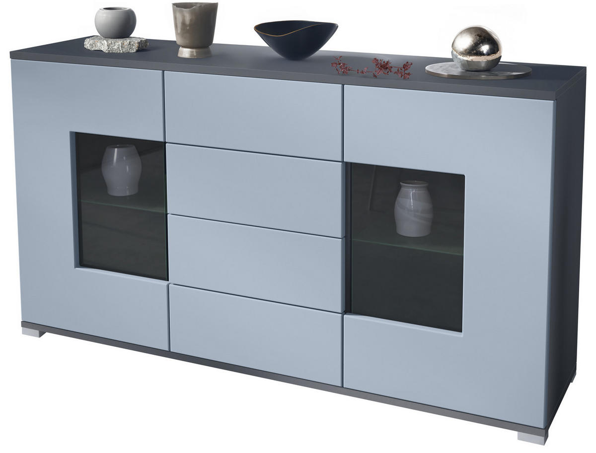 SIDEBOARD Grömitz Denim matt - Pastellblau, Holzwerkstoff (138.5/75.5/35cm) - Vladon