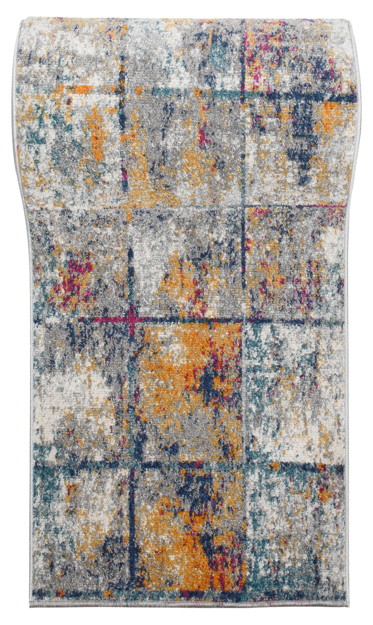 TEPPICHLÄUFER LAZUR Weiß Dunkelblau 70/1200 cm - Multicolor, Textil (70/1200cm) - Tapiso