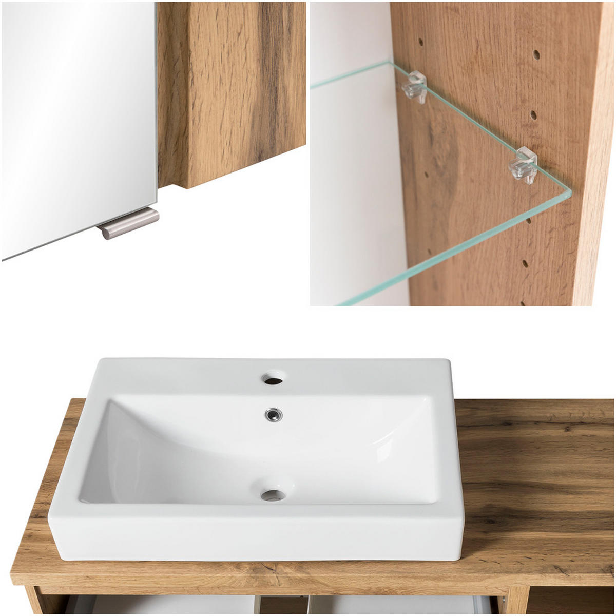 BADMÖBEL-SET 5-TLG. Vasto-03 - Weiß, Holzwerkstoff (265/200/47cm) - Lomado