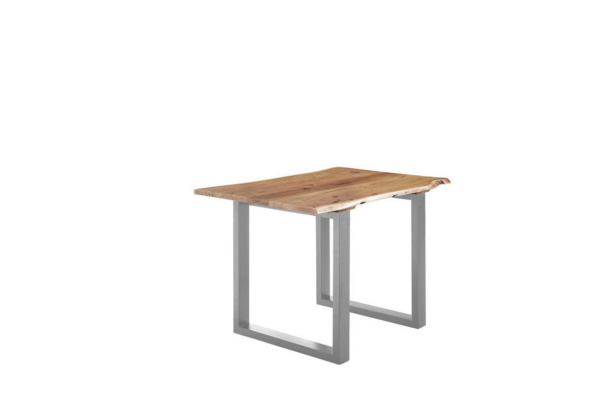 ESSTISCH LUBIN - Beige/Silberfarben, Holz/Metall (80/140/77cm) - SAM