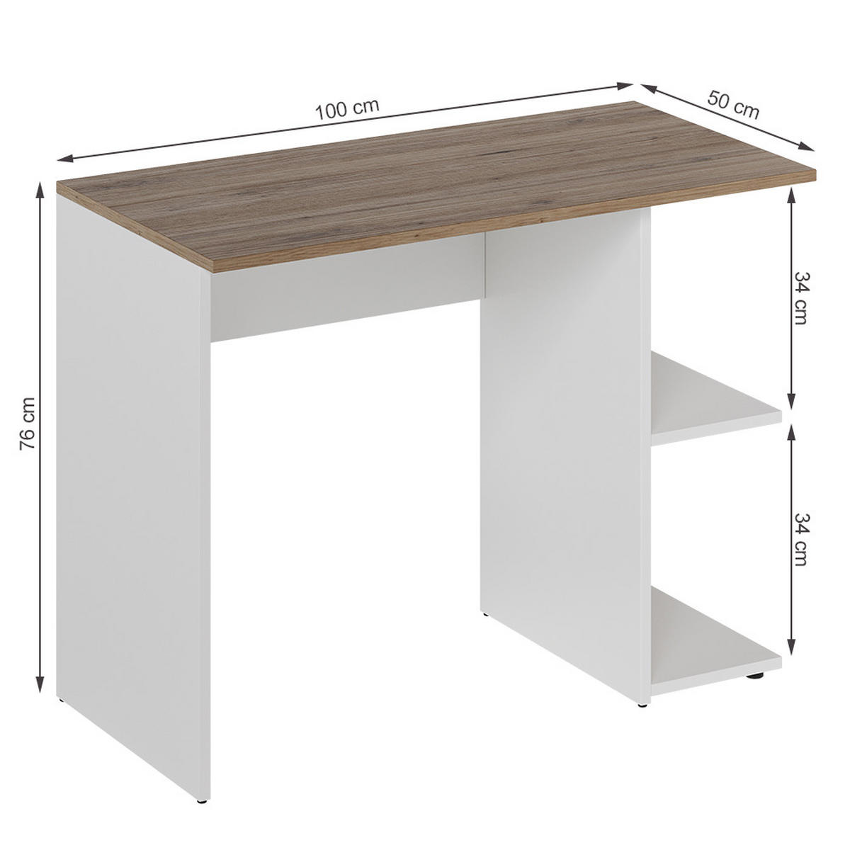 PSACÍ STŮL Simple Bílá/Artisan - bílá/světle šedá, kompozitní dřevo (50/100/76cm) - Vicco