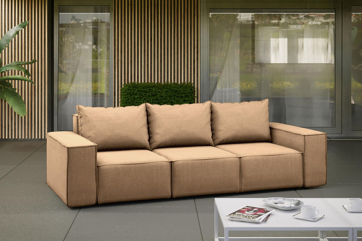 GARTENSOFA 3-Sitzer Für Den Garten SONNE Capucino - Cappuccino, Holz (245/73/88cm) - Kaiser Möbel