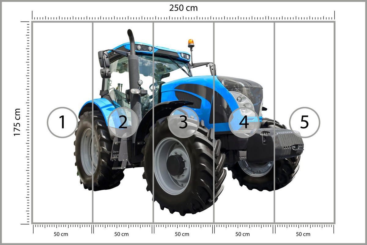 FOTOTAPETE für Jugendzimmer Blauer Traktor Landwirtschaft 250x175 - Blau/Schwarz, Papier (250/175cm) - Muralo