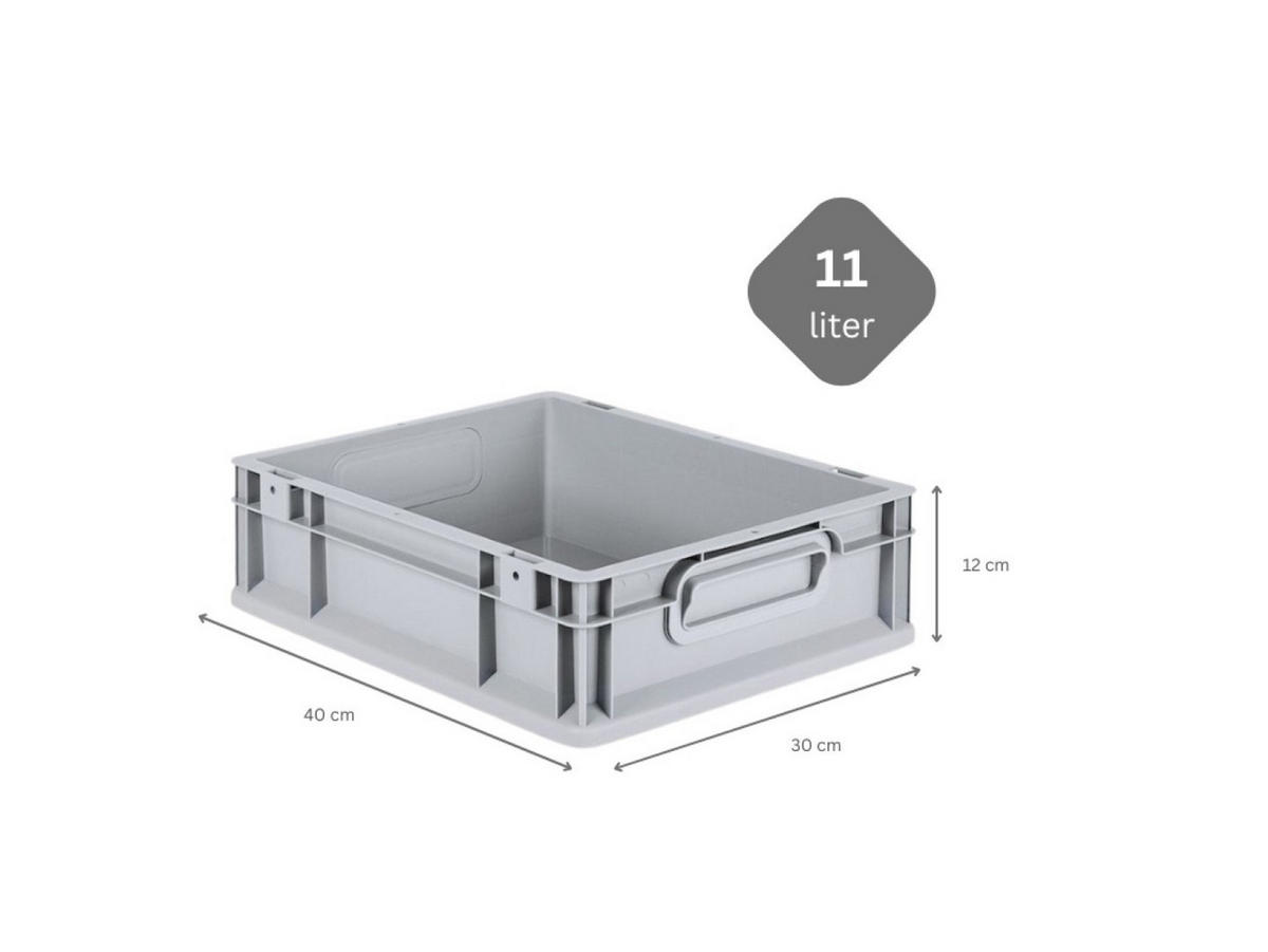EUROBOX 5x Nextgen Economy Griffe Geschlossen 12x30x40cm 11 Liter - Grau, Kunststoff (30/12/40cm) - PROREGAL