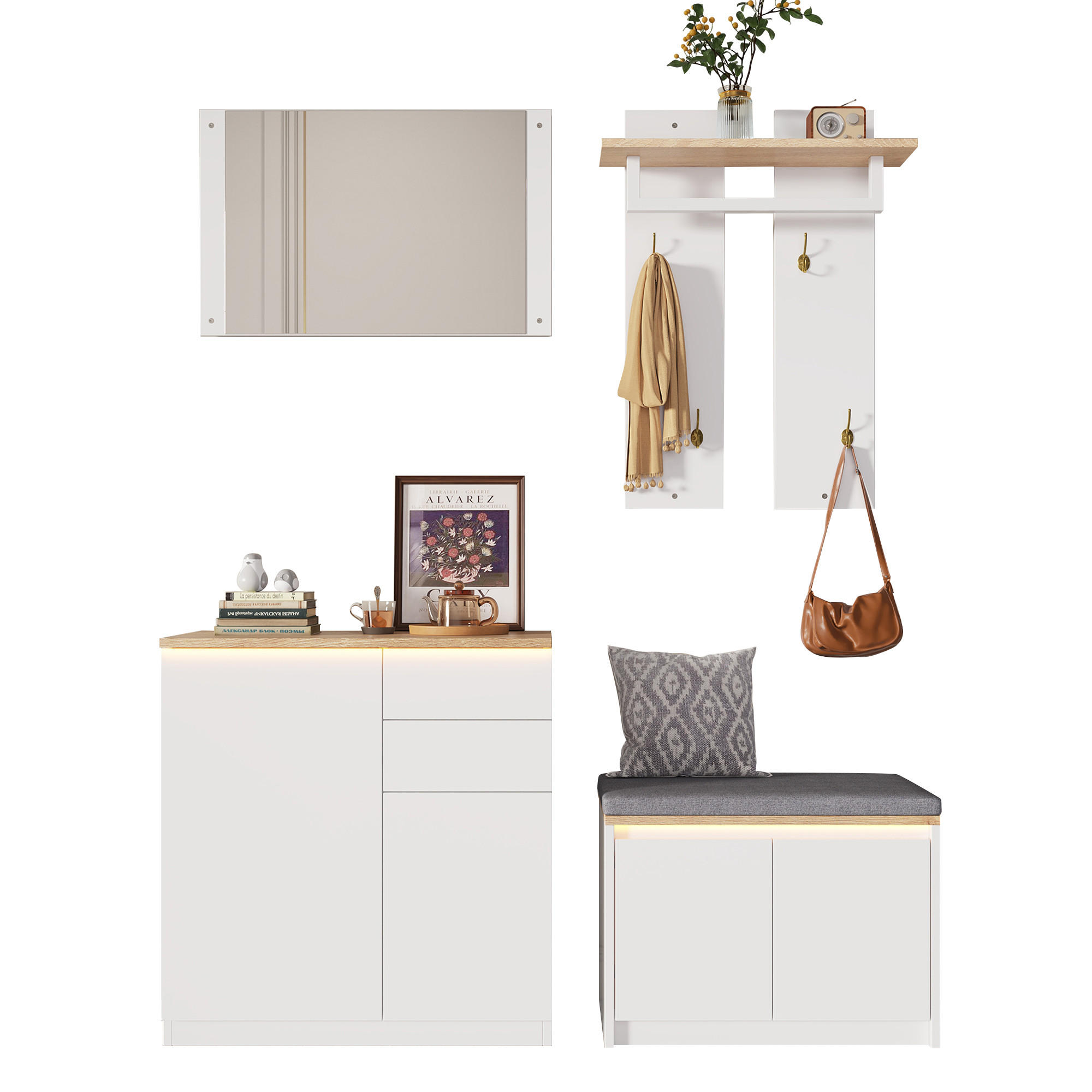 Flieks Garderobe Weiß 130x124.5x35 cm