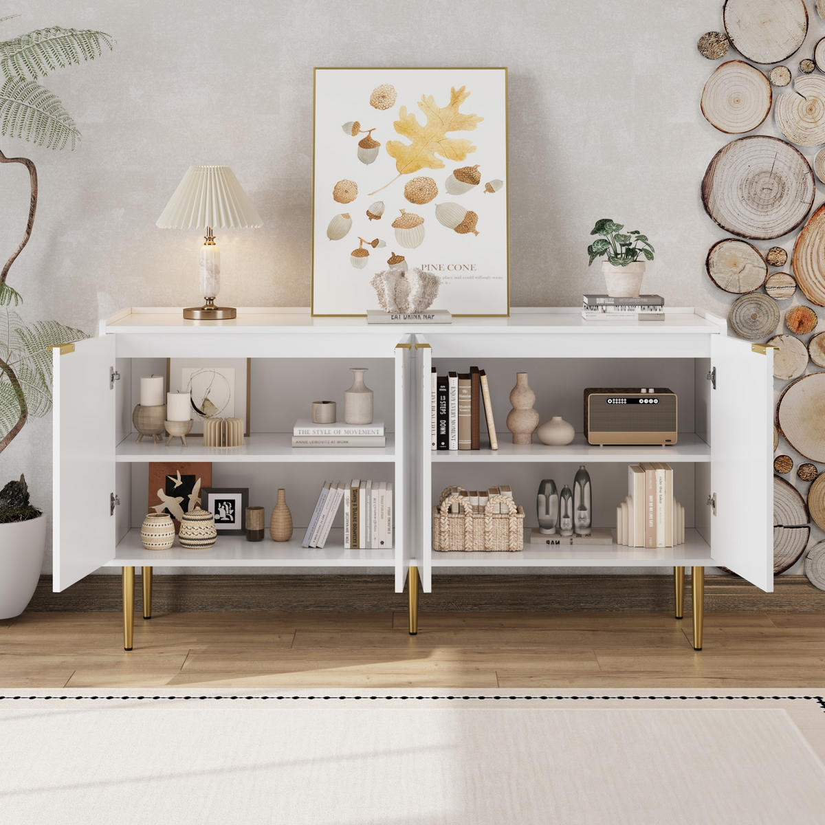 SIDEBOARD 140cm modern Anrichte Buffet Stauraum Wohnzimmer - Weiß, Holzwerkstoff (38/75/140cm) - FLIEKS