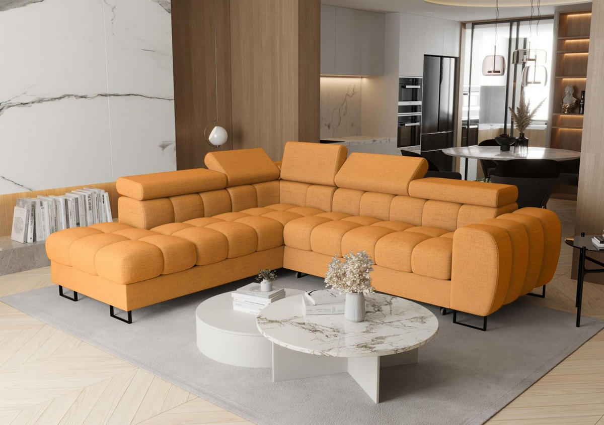 ECKSOFA Bastien Max Mit Schlaffunktion - Gelb, Holzwerkstoff/Textil (225/260cm) - Fun Möbel