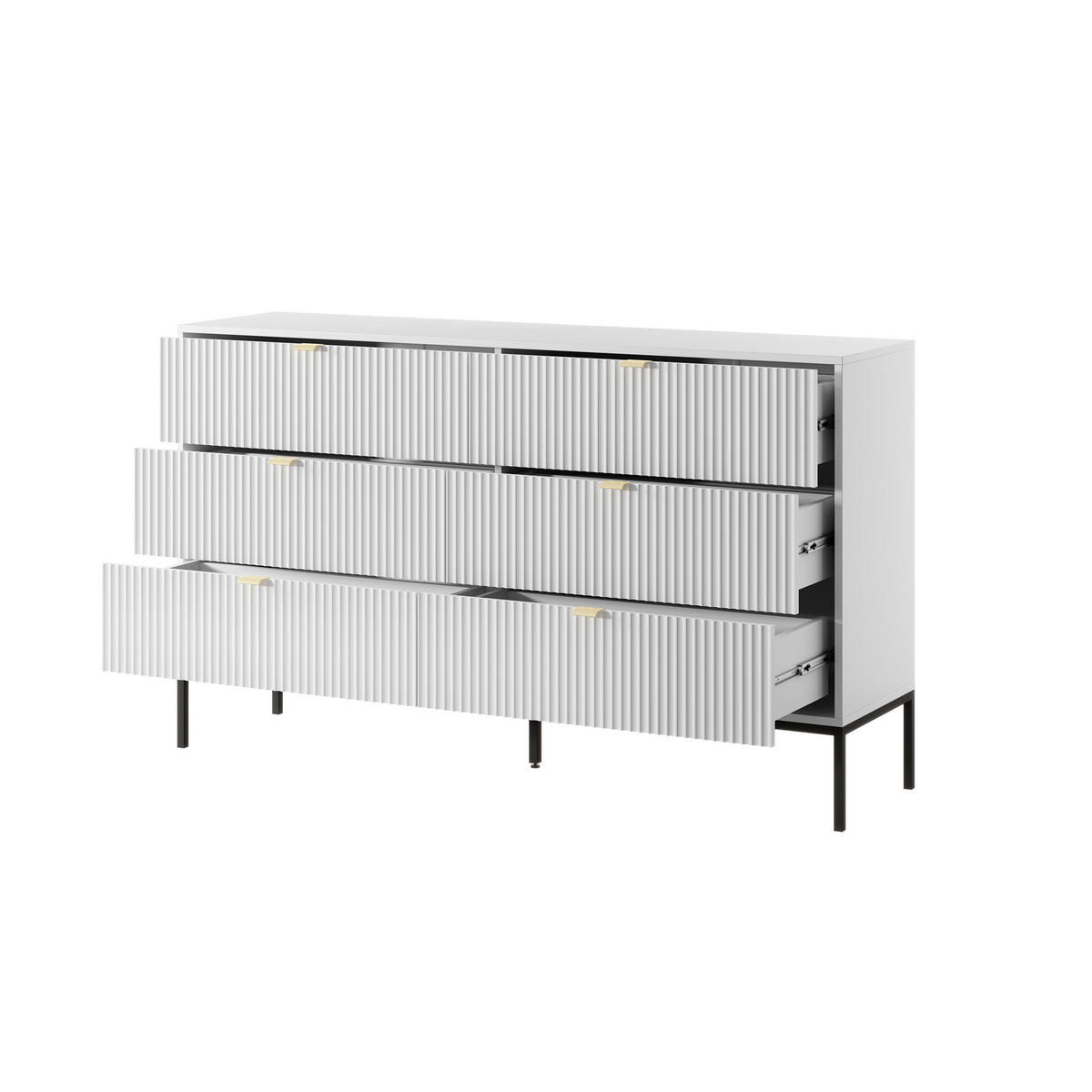 SIDEBOARD STELLARE 154/91/39 cm mit 6 Schubladen Weiß - Weiß, Holzwerkstoff (154/91/39cm) - MASSENO