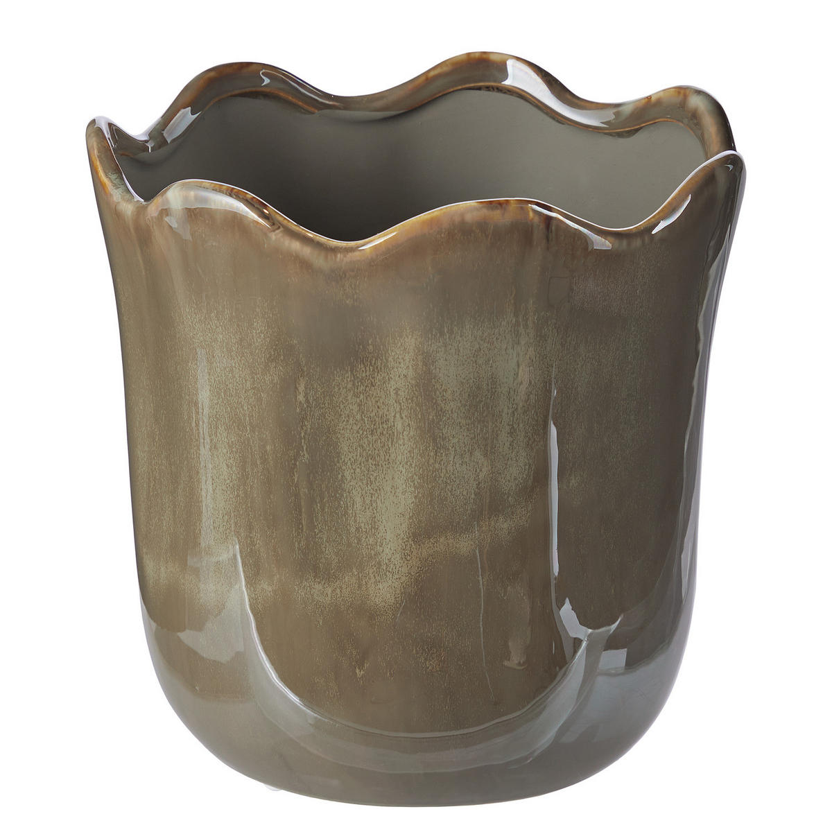 BLUMENÜBERTOPF Glaze - Olivgrün, Keramik (19/19/19cm) - Butlers
