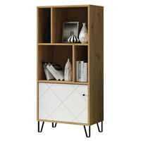 BÜCHERREGAL 1 Tür und 4 Fächer mattweiß H136 cm - Touch - Weiß, Holzwerkstoff (63/136/40cm) - Trendteam