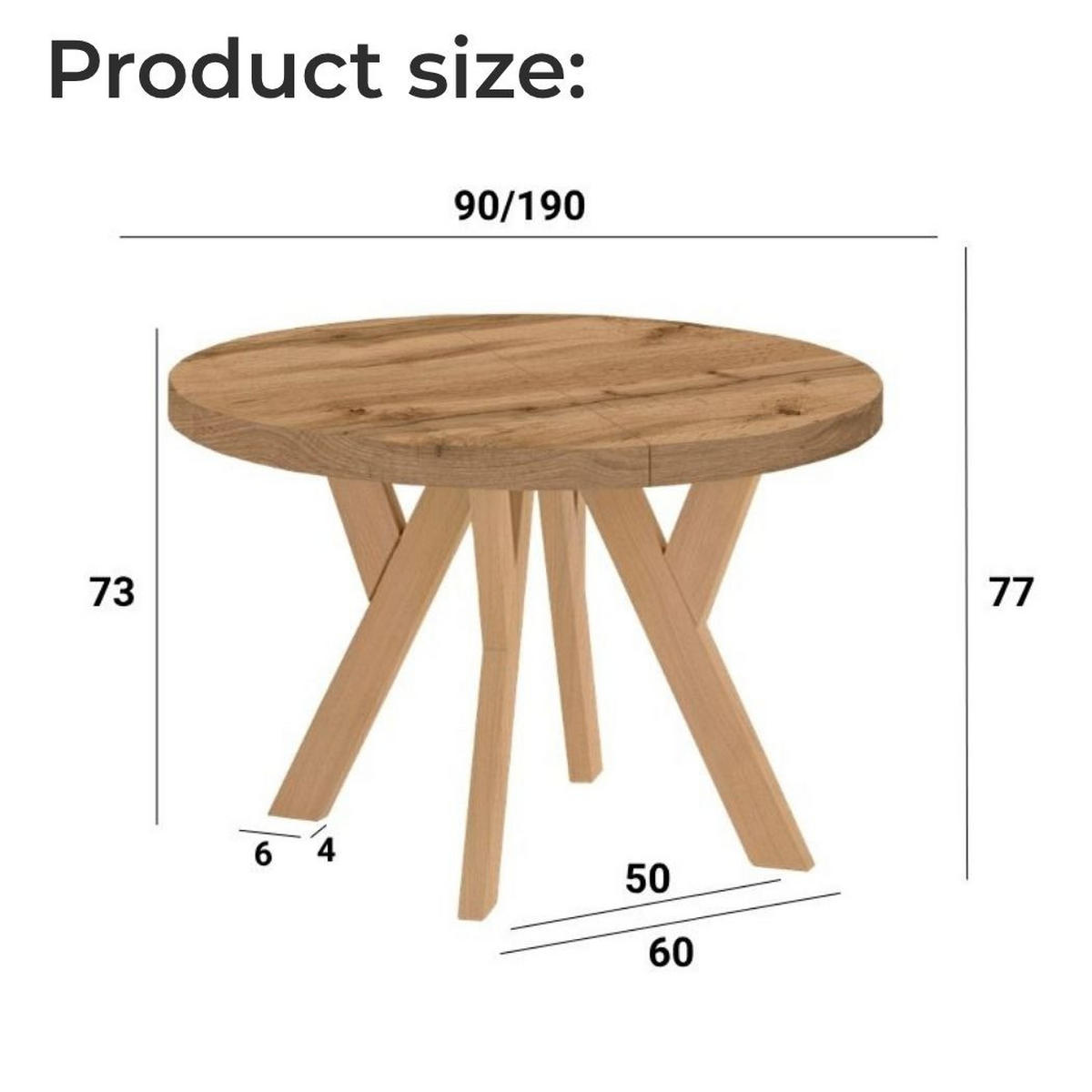 ESSTISCH Runder Ausziehbarer PERO 90/190, Eiche Sonoma - Sonoma Eiche, Holz (190/90/77cm) - Dekori_Interiors