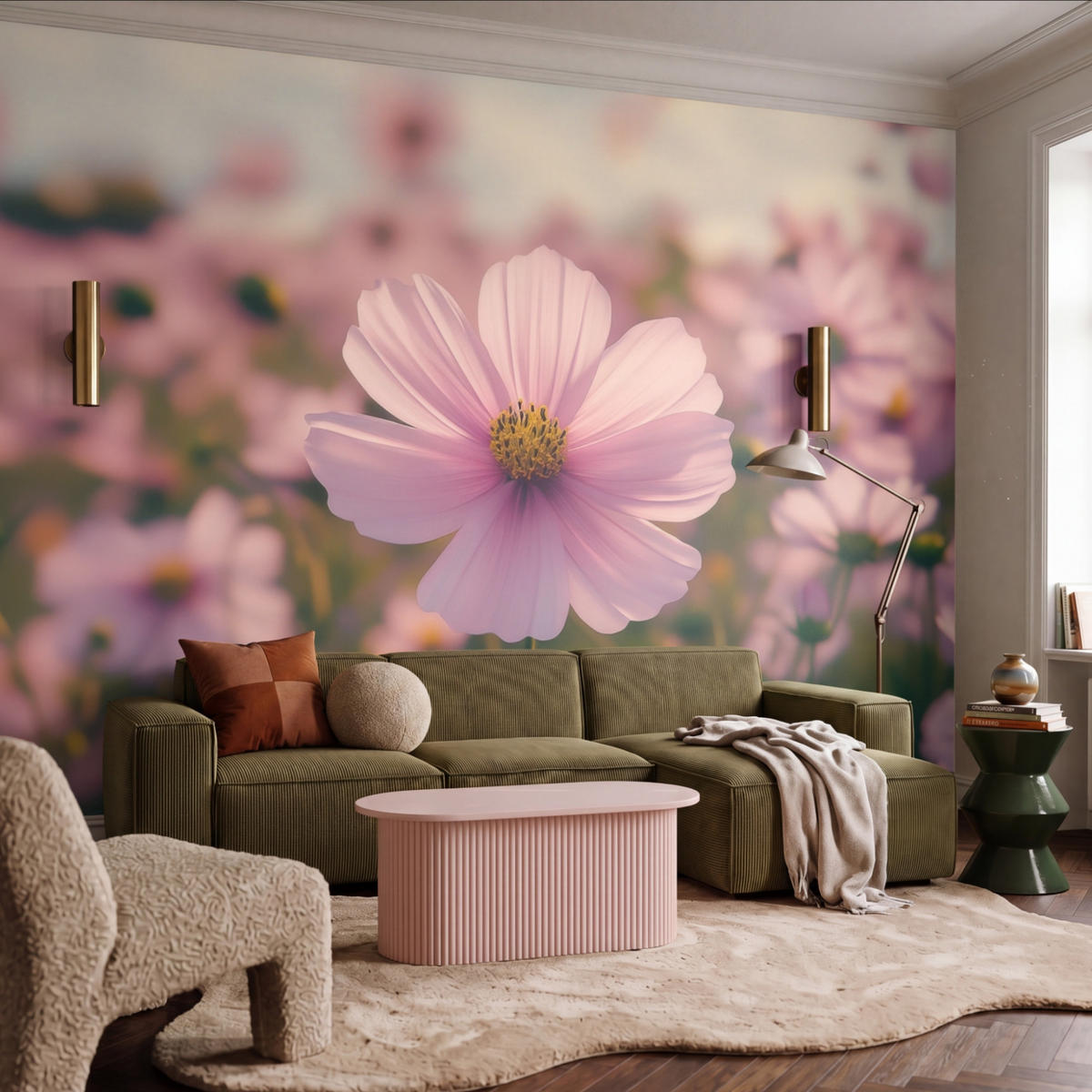TAPETE - Blumen - Lila - Unscharf - 400x300 cm - Rosa, Papier (400/300cm) - OnlyWow