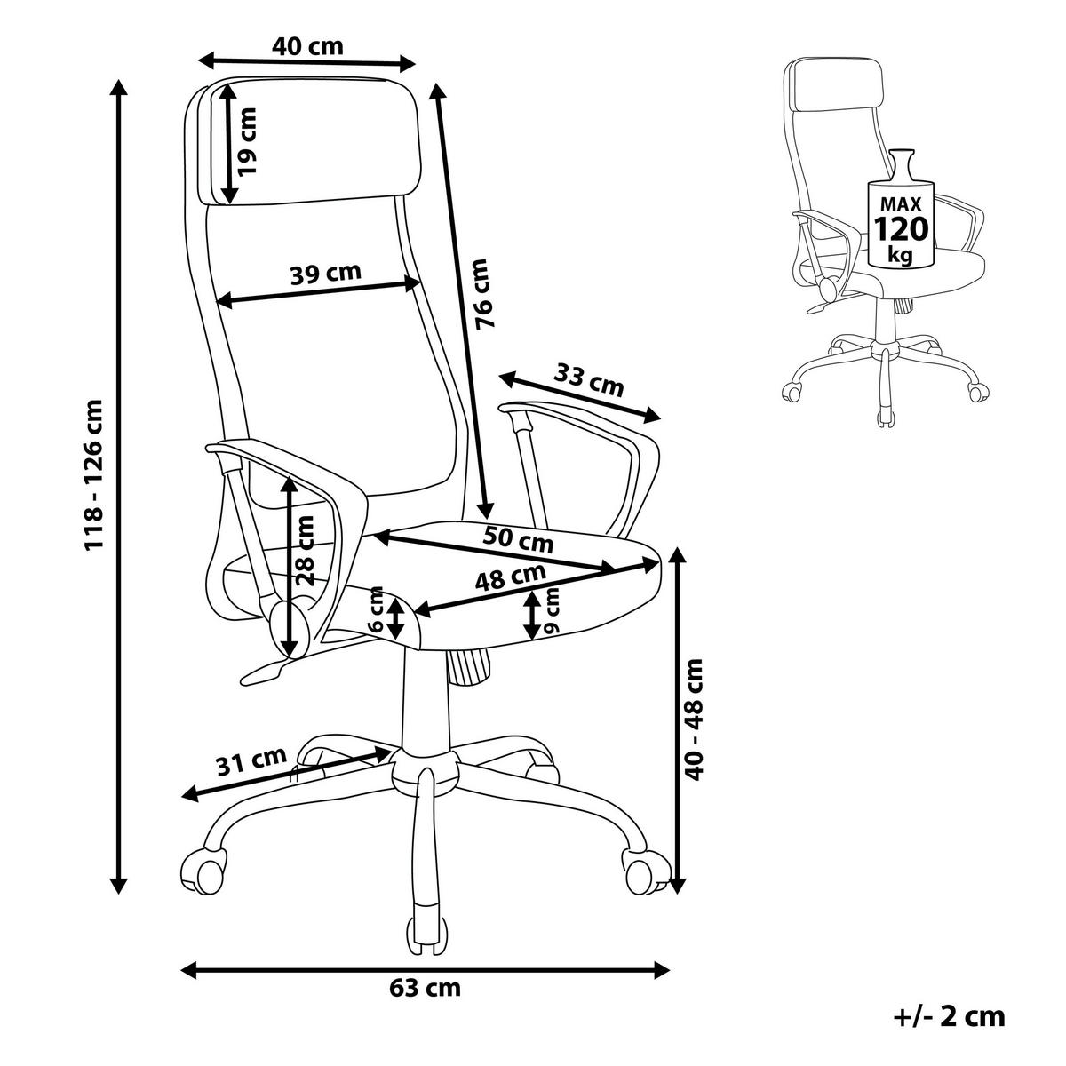 BÜROSTUHL Polyester Beige Pioneer - Beige, Textil/Metall (63/118/63cm) - Beliani