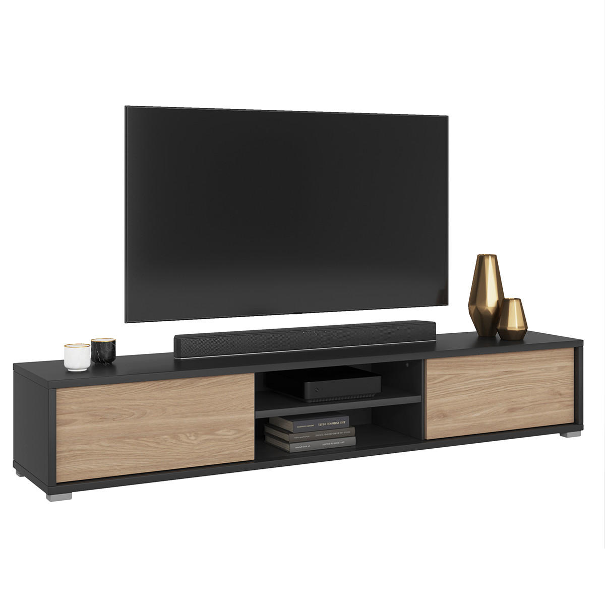 TV-MÖBEL Idra Holz und Grau - Grau, Holzwerkstoff (180/32/36cm) - Petits-meubles