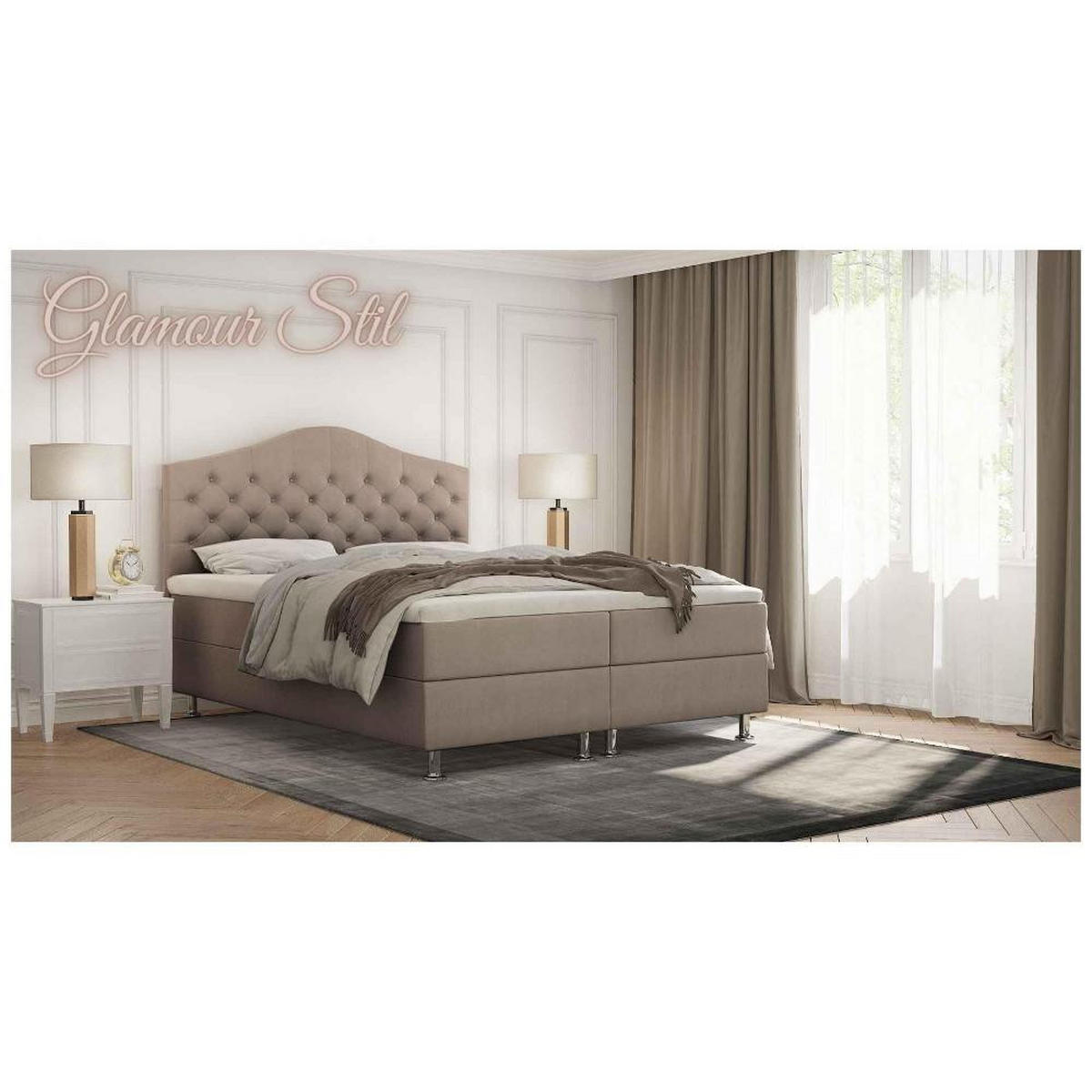 BOXBETT Glamour Bonellfederkern inkl. 7-Zonen Topper T-30 - BOXBETT mit Bettkasten - Gelb, Holz/Holzwerkstoff (180/200cm) - Best For Home