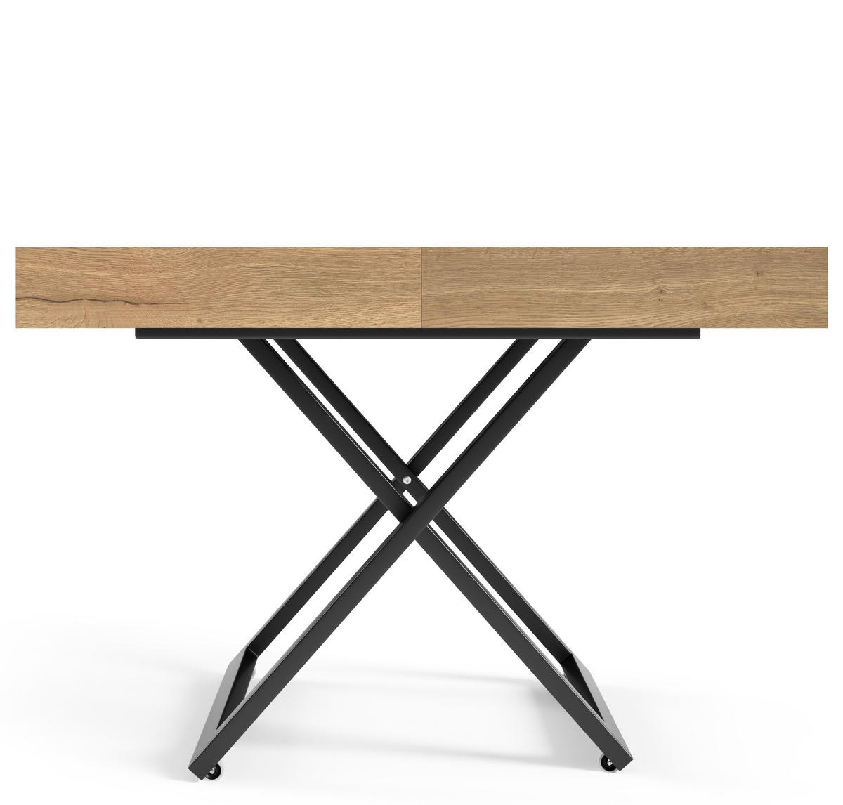 ESSTISCH UND COUCHTISCH IN EINEM Elano Halifax Eiche - Hellbraun/Schwarz, Holz/Metall (80/200/80cm) - S-Style Möbel