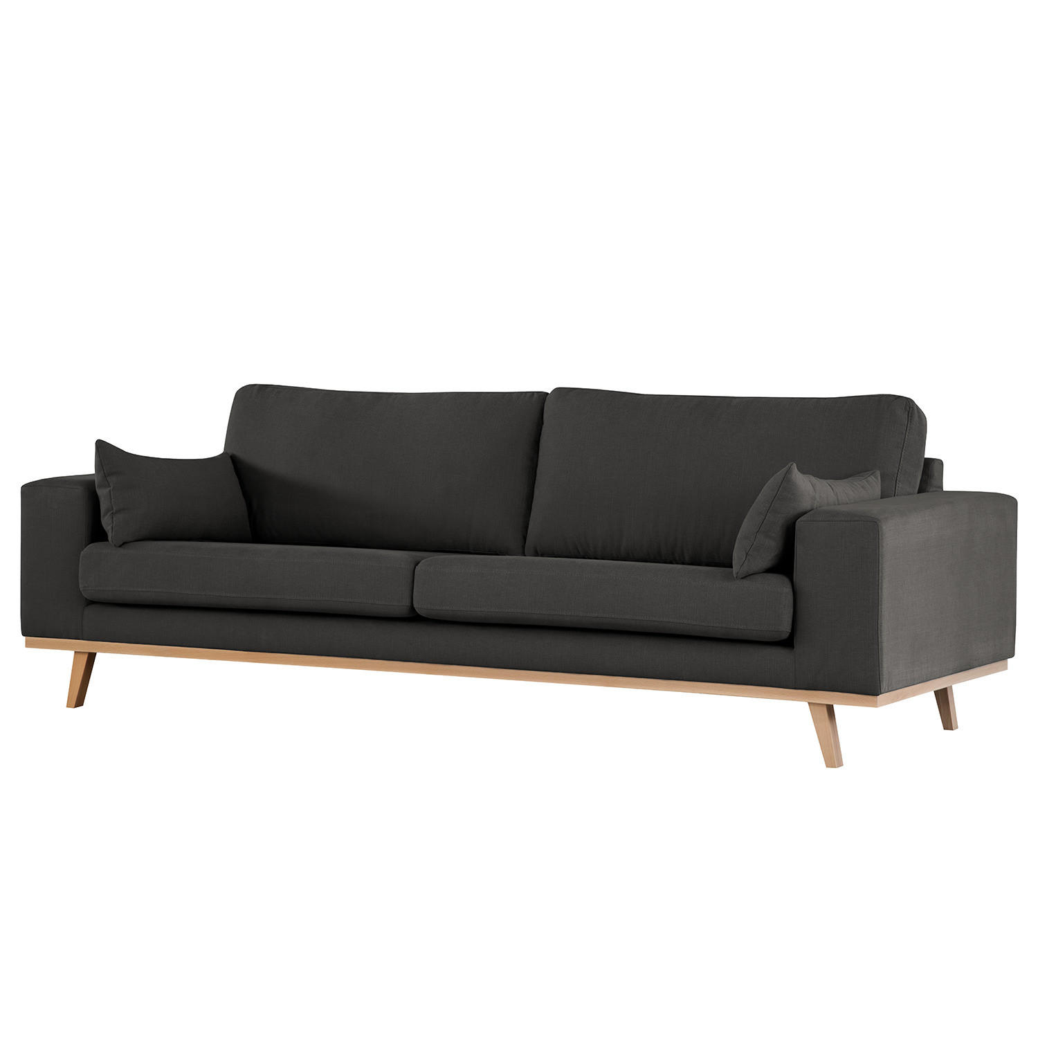 3-SITZER SOFA - Anthrazit/Buchefarben, Buchenholz/Textil (237/81/88cm) - home24