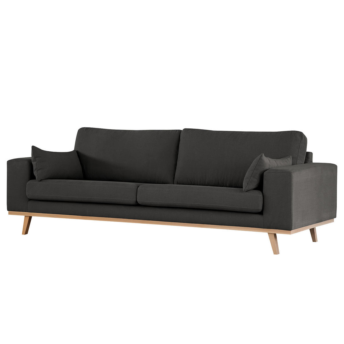 3-SITZER SOFA - Anthrazit/Buchefarben, Buchenholz/Textil (237/81/88cm) - home24