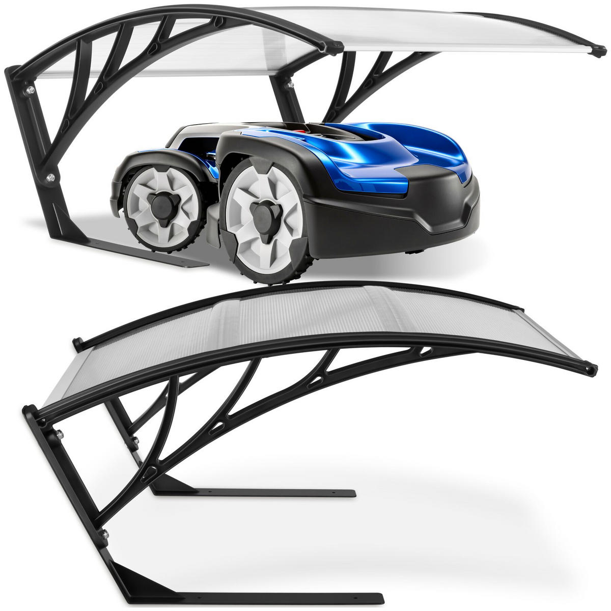 RASENMÄHER-ROBOTER-GARAGE Domus, 81 x 100 x 48 cm, transparent - Transparent, Metall (81/48/100cm) - tectake