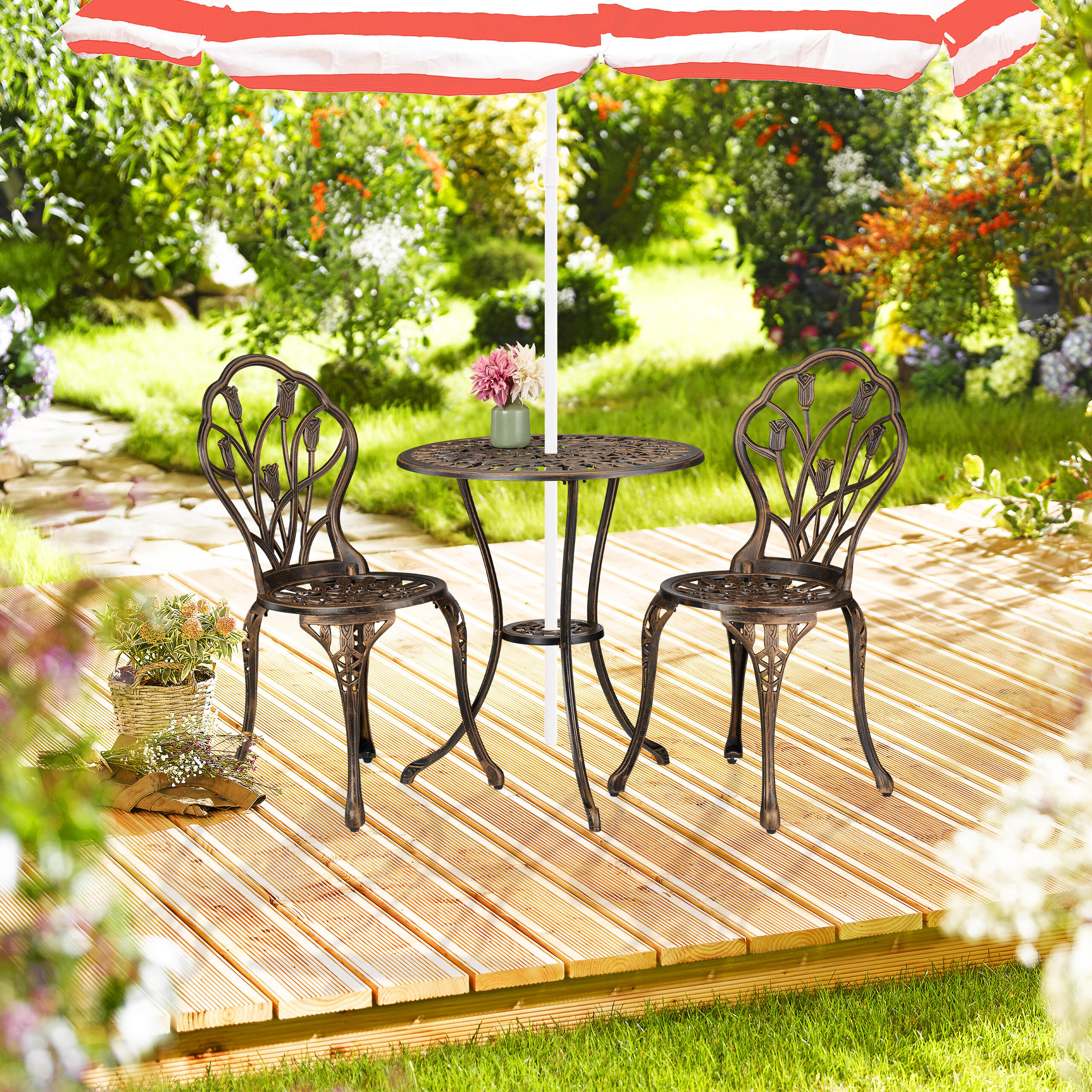 3-TLG.GARTENMÖBEL-SET - Multicolor, Metall - Relaxdays