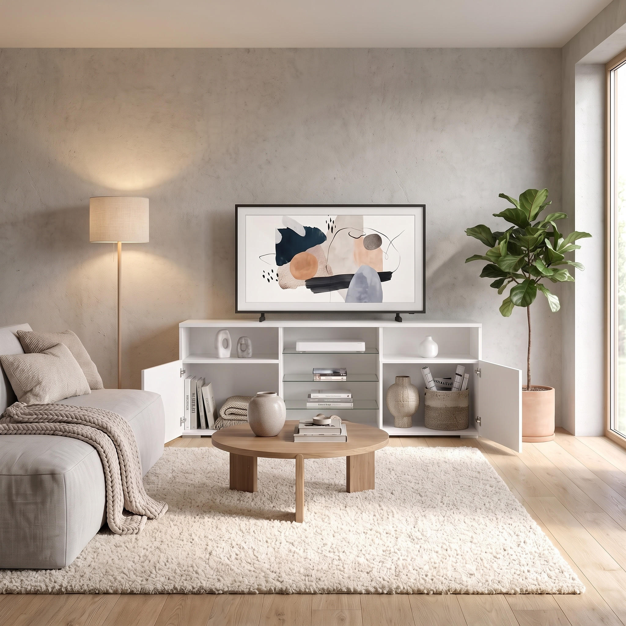 Vladon Lowboard Silbereichen 146x54x35 cm