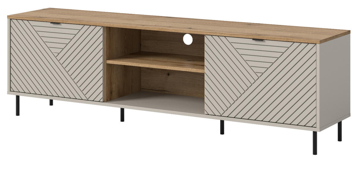 TV-LOWBOARD Kaschmir, Evoke Eiche 184 x 55 cm, TV Unterteil in modernem Design - Kaschmir/Eichefarben, Holzwerkstoff/Metall (184/55/40cm) - Inn.Furn