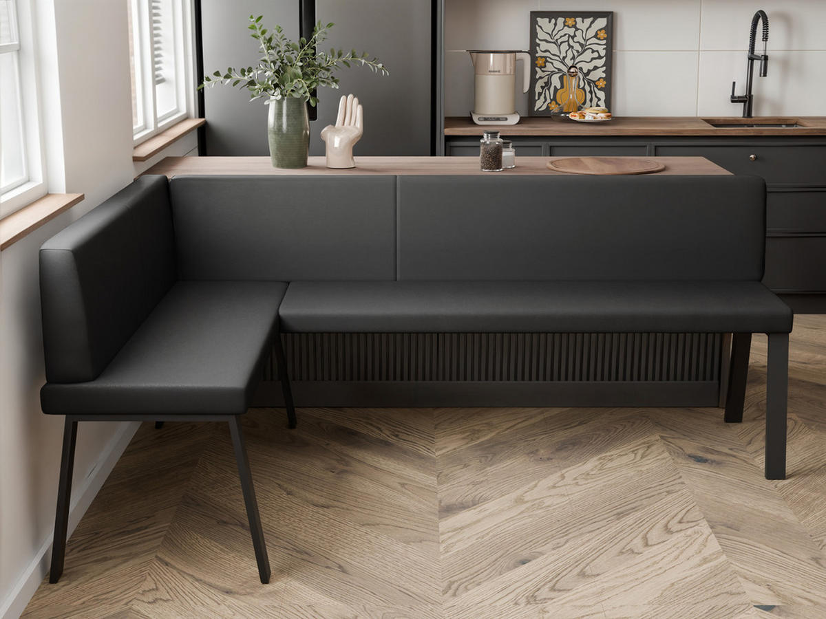 ECKBANK links MONO Y Kunstleder glatt, 128/168 cm Schwarz - Schwarz, Kunststoff/Textil (128/168cm) - Idohome
