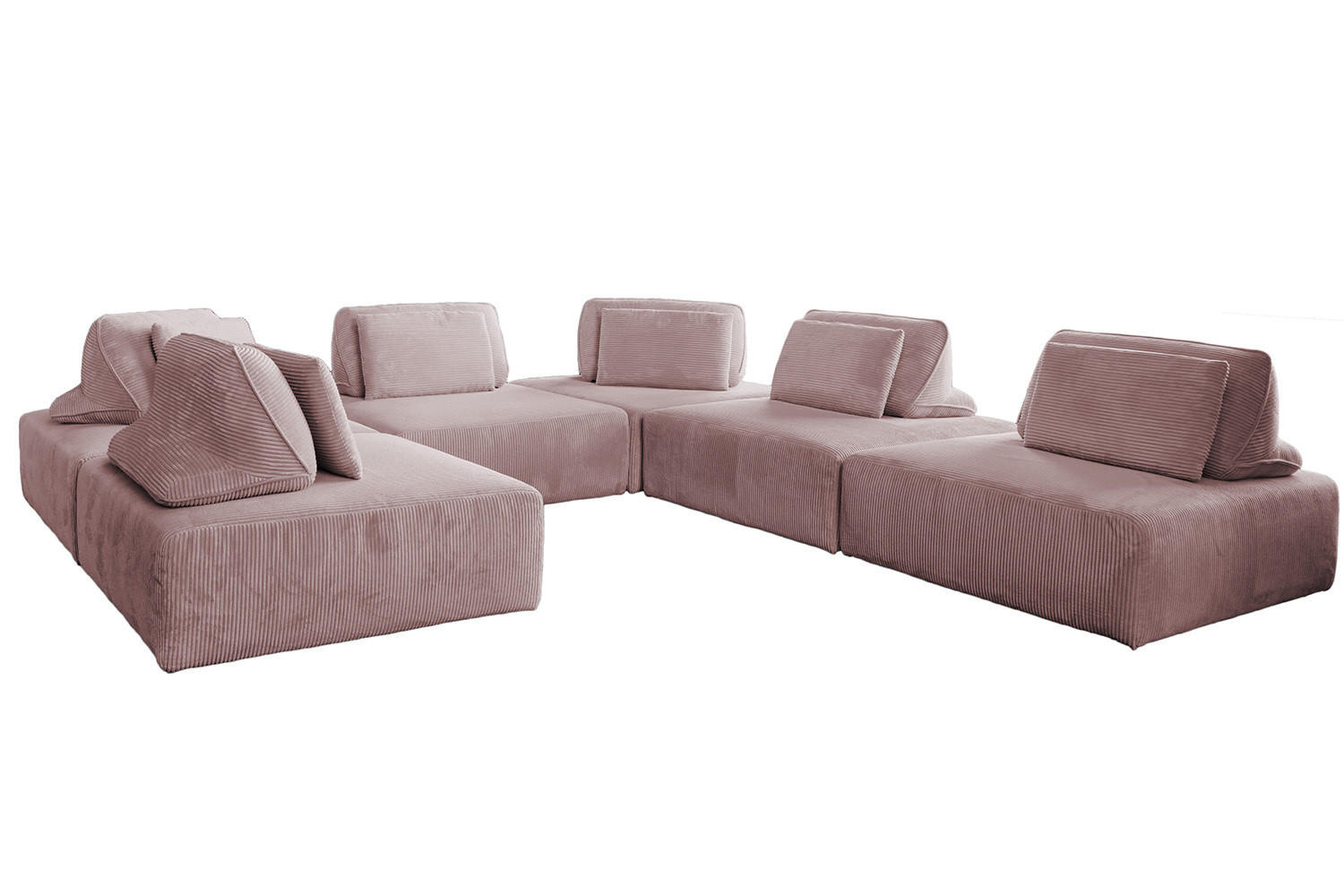 MODULSOFA WIOLO SOFT 6 MODULE 6 KISSEN Pink Cord - Pink/Schwarz, Kunststoff/Textil (333/84/333cm) - KAWOLA