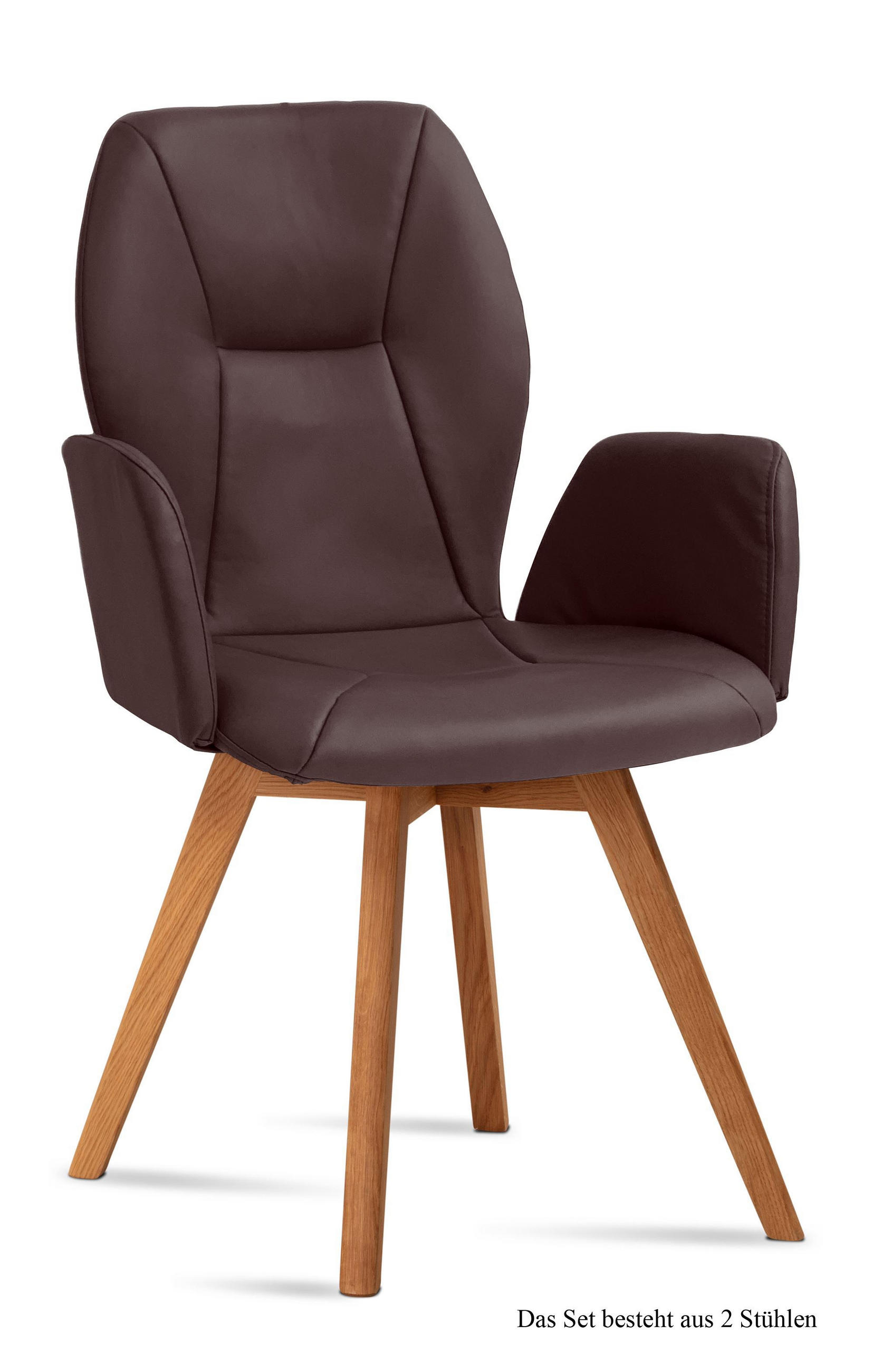 ARMLEHNSTUHL (2er-Set) Donka 58x92x60 Eiche geölt/Braun - Eichefarben/Braun, Kunststoff (60/92/58cm) - 58aufmkessel