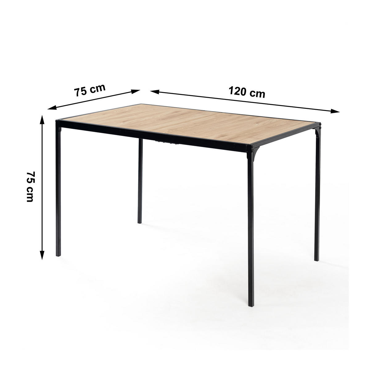ESSTISCH SET dunkles Holz und Braun - Braun, Holzwerkstoff/Metall (120/75/80cm) - Urban Meuble