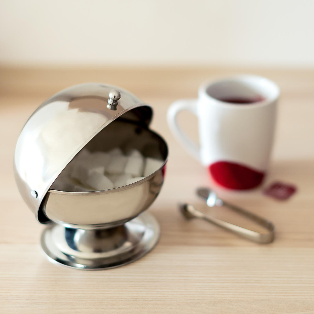 ZUCKERDOSE - Silberfarben, Metall (13/14cm) - Relaxdays