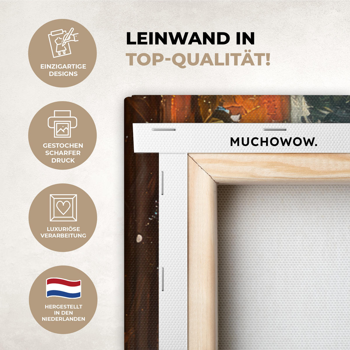 LEINWANDBILD Katze - Weihnachten - Winter - Tier Groß 140x90 cm - Bernsteinfarben, Textil (140/90cm) - MuchoWow