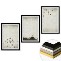 WANDBILDER 3er-Set - 40x60 cm Schwarzer Rahmen - Vögel im Flug, minimalistischer Stil - Schwarz, Kunststoff (40/60cm) - ArtPrintCave