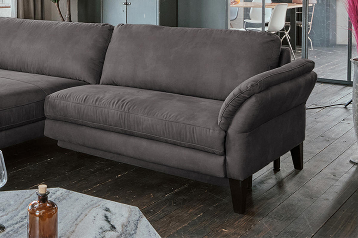 ECKSOFA MIT MOTORISCHER RELAXFUNKTION MALTA Anthrazit Webstoff - Anthrazit/Schwarz, Buchenholz/Textil (302/175cm) - KAWOLA