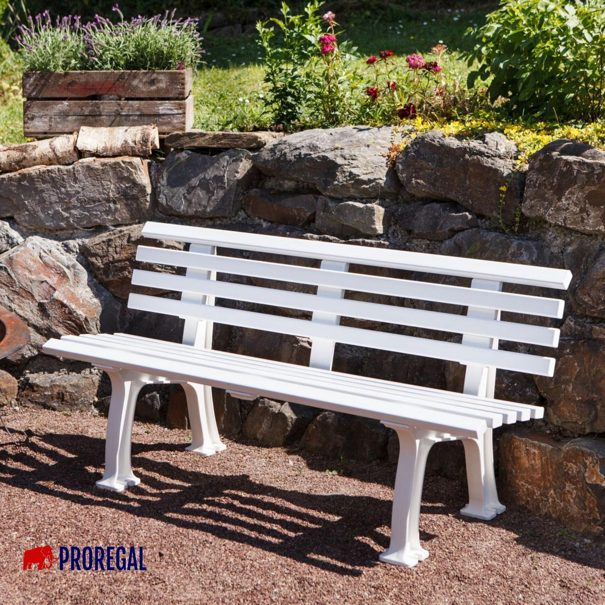 GARTENBANK Antigua 3 Sitzer Weiß 74 x 150 x 54 cm Witterungskunststoff & UV Beständiger Kunststoff - Weiß, Kunststoff (150/74/54cm) - PROREGAL