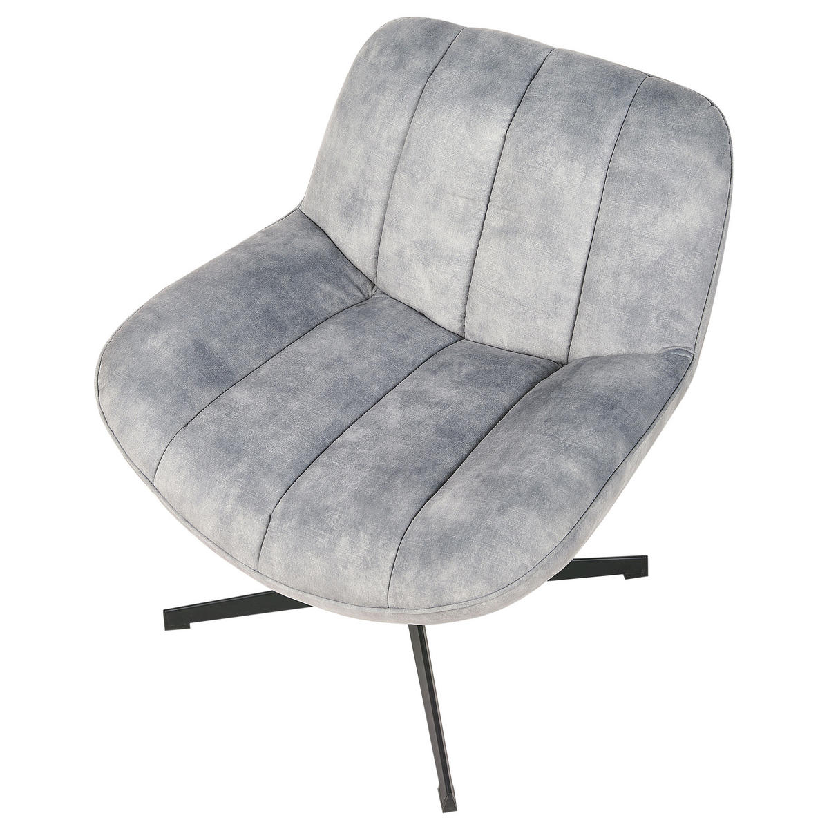 STUHL mit Fußhocker Hellgrau Lia - Schwarz/Grau, Textil (71/79/80cm) - Beliani