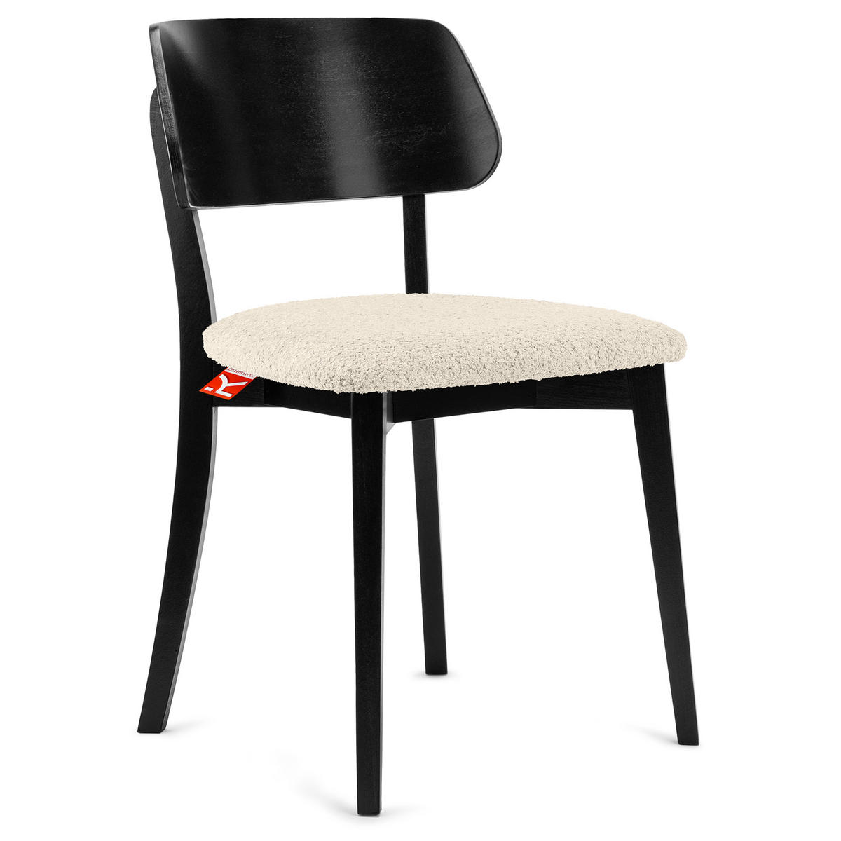HOLZSTUHL VINIS Esszimmerstuhl, 2-er Set, Bouclé - Creme/Schwarz, Holz/Textil (47/80.5/45cm) - KONSIMO®