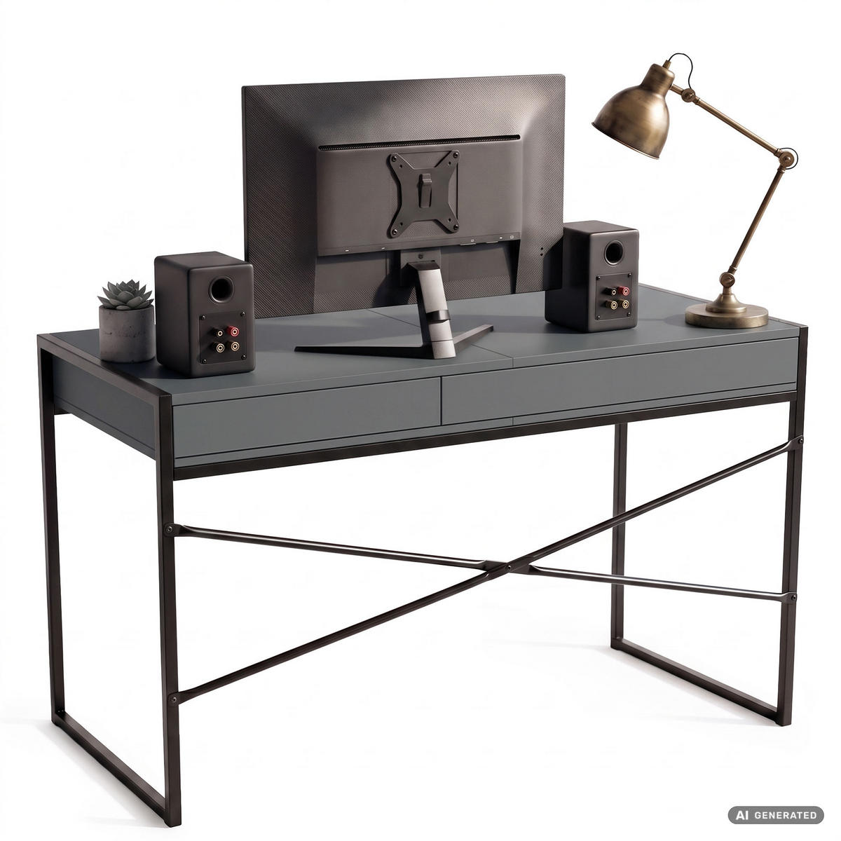 SCHREIBTISCH ELOSNIS 123 cm Graphit - Graphitfarben/Schwarz, Holzwerkstoff (123/48/80.5cm) - Akord