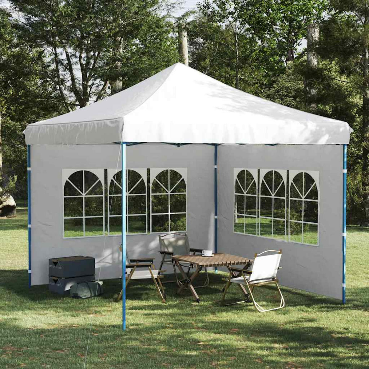 PARTYZELT-SEITENWÄNDE 2 Stück Mit Fenster Pe Weiss - Weiß, Kunststoff (300/195cm) - vidaXL