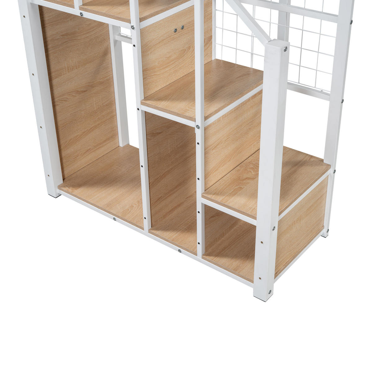 HOCHBETT 140/200 cm DE-01224, in Weiß, mit Sicherheitsleiter und Stauraum - Weiß, Metall (140/200cm) - ComfortXL