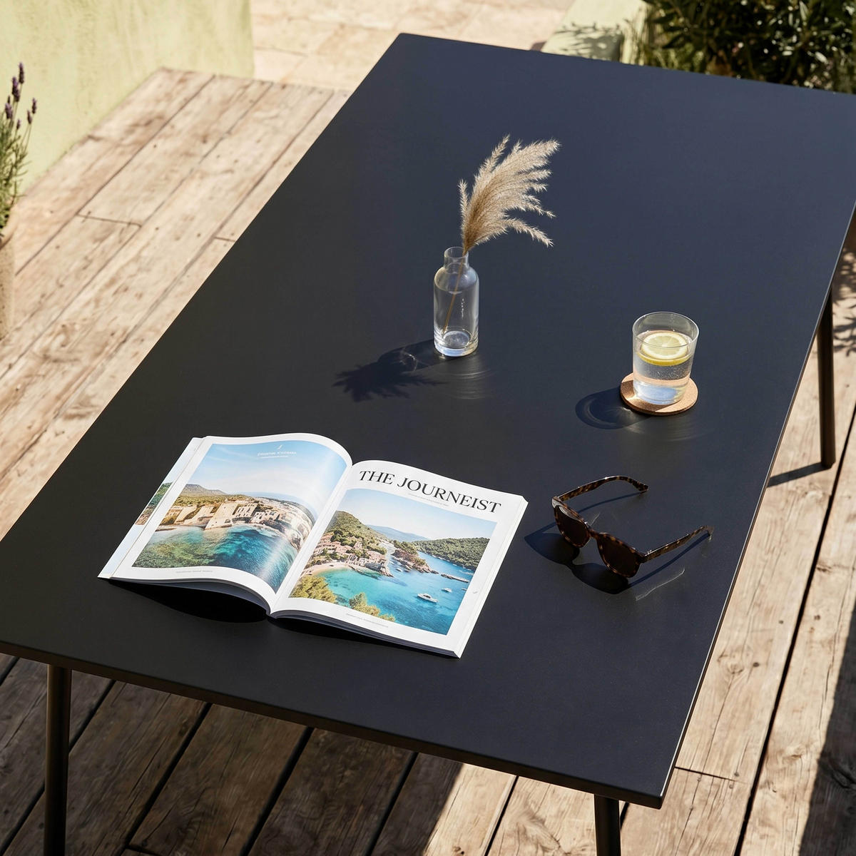 GARTENTISCH 8-Sitzer, Schwarz - Schwarz, Metall (180/90/72cm) - Oviala
