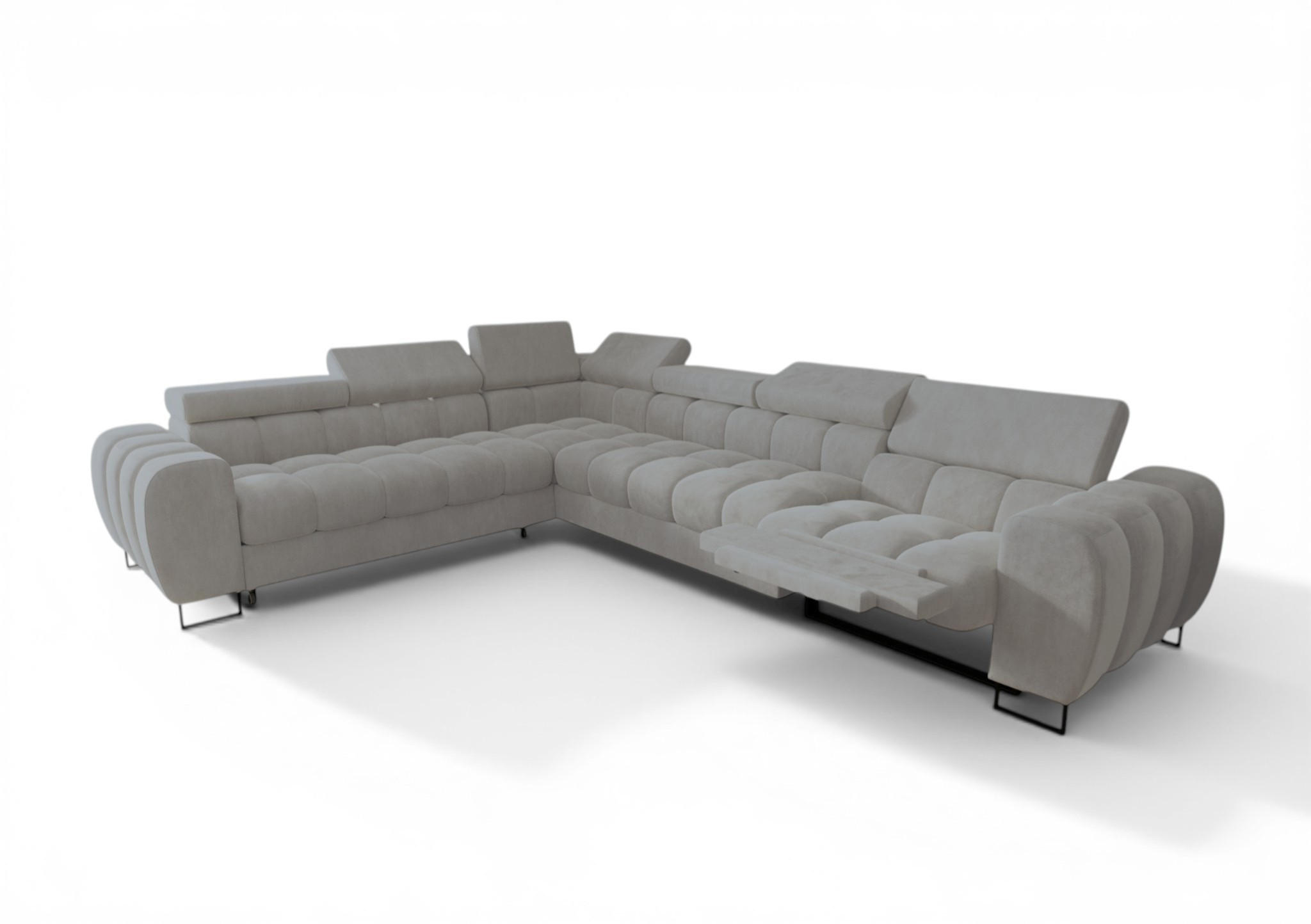 ECKSOFA Bastien Relax - Hellgrau, Holzwerkstoff/Textil (260/330cm) - Fun Möbel