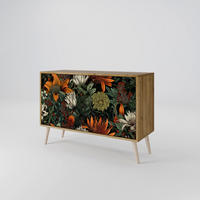 SIDEBOARD MIDNIGHT SPROUT, Eicheneffekt, 111x42x77,5 cm, 2 Türen - Eichefarben/Buchefarben, Holzwerkstoff/Buchenholz (111/77.5/42cm) - SpaceRebels