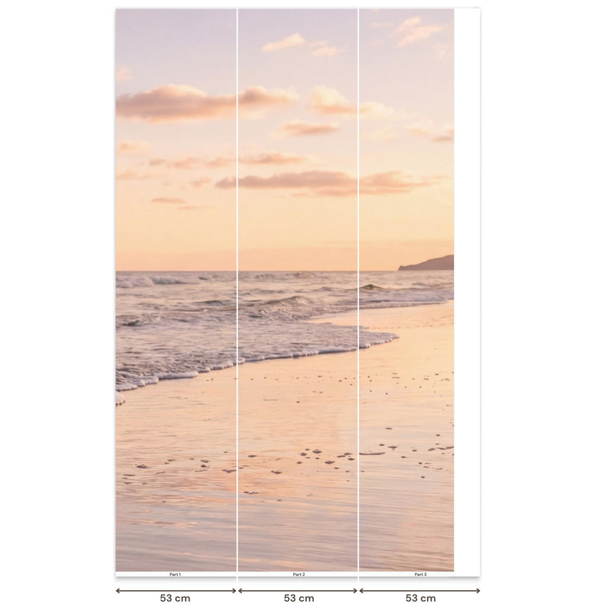 TAPETE - Strand - Brandung - Wolken - 140x240 cm - Hellrosa, Papier (140/240cm) - OnlyWow