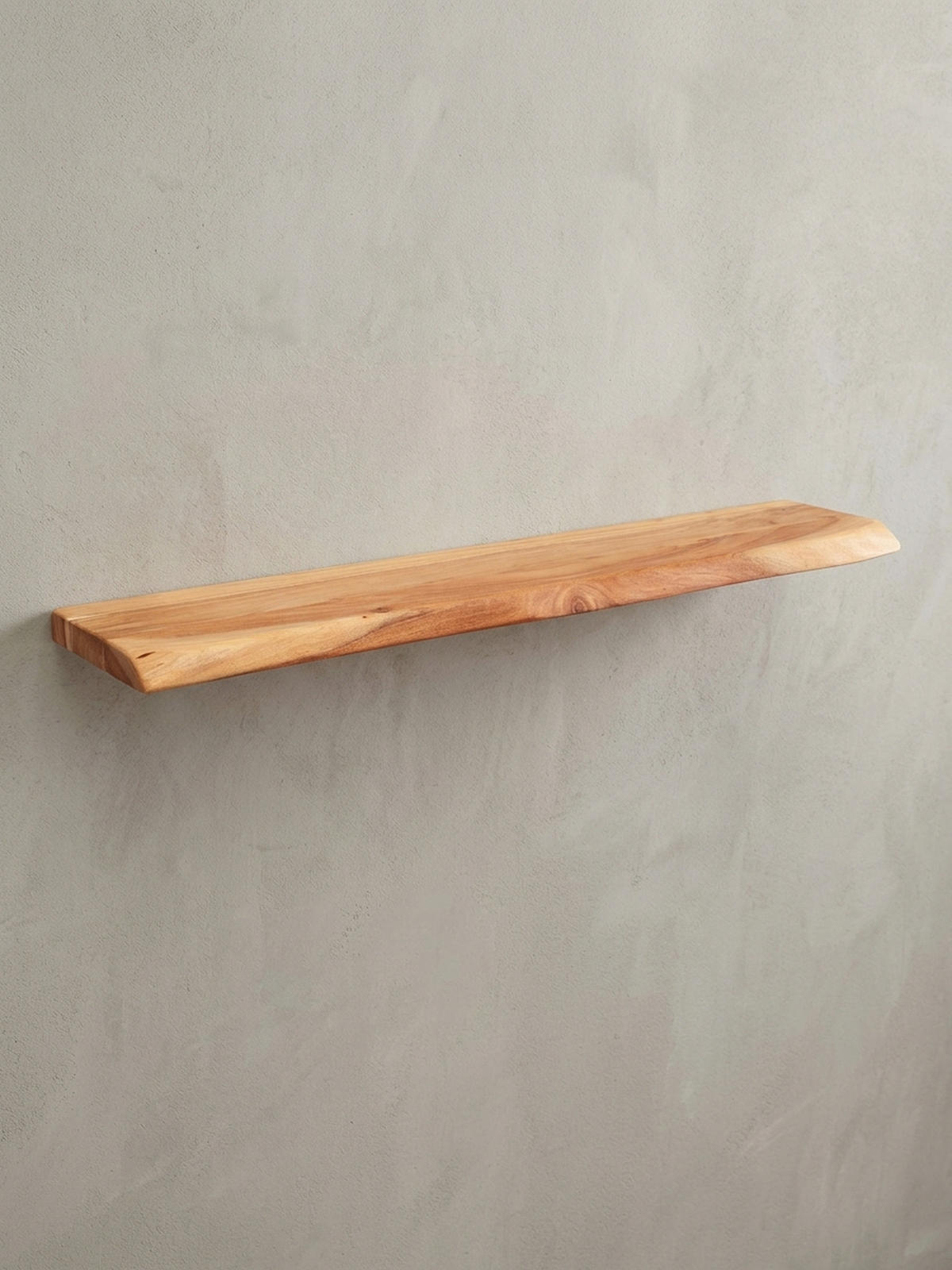 WANDREGAL Akazienholz Baumkante Rustikal, Beige 115x25x4 cm - Beige, Holz (115/4/25cm) - KADIMA DESIGN