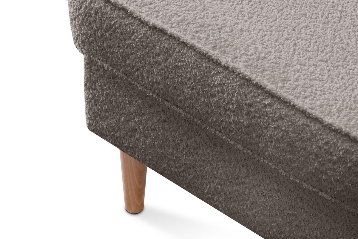 SITZHOCKER STRALIS zeitloses Design hohe Füße, dunkelbeige - Graubraun, Textil (41/43/56cm) - KONSIMO®